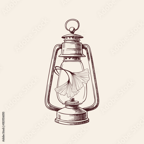 Lantern with ginkgo leaves