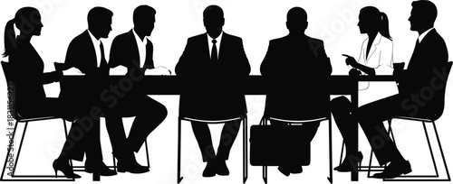 Business meeting silhouettes, professional teamwork, corporate communication, leadership discussion, office collaboration, negotiation success, boardroom strategy planning
