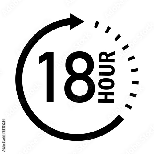 Eighteen hour cycle turnaround time icon