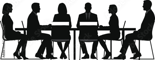Business meeting silhouettes, professional teamwork, corporate communication, leadership discussion, office collaboration, negotiation success, boardroom strategy planning