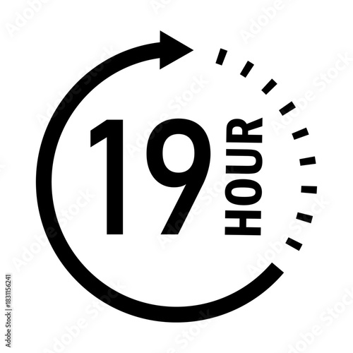 Nineteen hour duration arrow cycle icon
