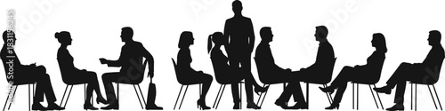 Business meeting silhouettes, professional teamwork, corporate communication, leadership discussion, office collaboration, negotiation success, group dynamics strategy