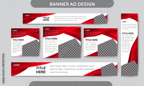 Digital Banner Ad Design: A striking collection of versatile banner templates, seamlessly blending vibrant blue hues with strategically placed text and imagery placeholders.
