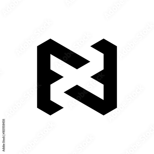 Letter NX creative negative space monogram logo