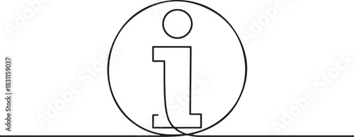 Continuous one line drawing silhouette of information symbol. The Information linear icon. One line icon. one line Icon drawing