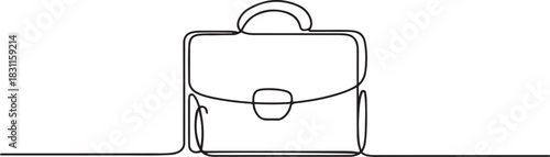 One line drawing of business briefcase or handbag. Minimal clean design. Continuous line art vector for office, work, business icon. one line Icon drawing
