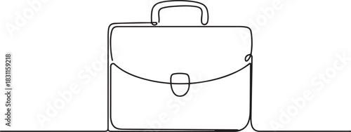 One line drawing of business briefcase or handbag. Minimal clean design. Continuous line art vector for office, work, business icon. one line Icon drawing