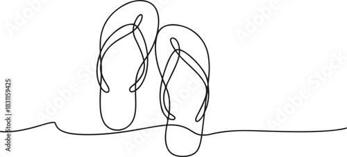 Flip flops continuous one line drawing. one line Icon drawing