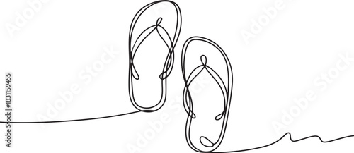 Flip flops continuous one line drawing. one line Icon drawing