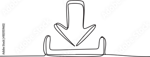 Single line drawing illustration of download sign, Download icon line continuous drawing vector. one line Icon drawing