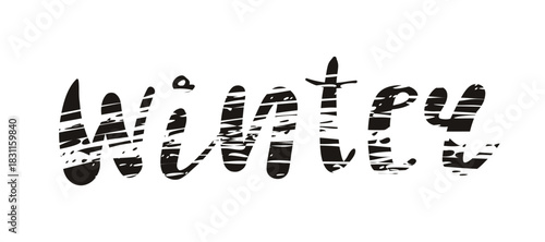 Winter hand lettering isolated on transparent background. Hand drawn vector illustration. Handwritten text, typography, holiday quote. Christmas design element, clip art