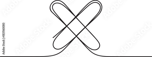 Long line cross icon. X. Continuous line. Vector illustration, Continuous one line drawing Wrong Mark, Continuous one line drawing Wrong Mark. one line Icon drawing