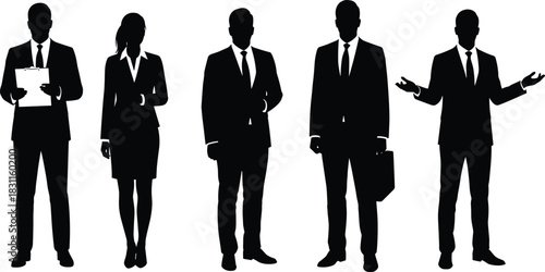 Business professionals silhouettes, corporate teamwork, leadership communication, office collaboration, career success, negotiation, partnership growth illustration
