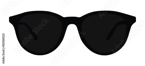A pair of black glasses and black glasses placed on a white background