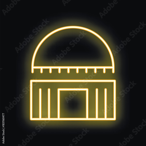Glowing neon line astronomical observatory icon isolated on black background vector illustration