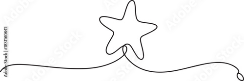 One line Drawing or illustration of a star, Hand drawn stars continuous one line icon. Star single line vector illustration in doodle style. one line Icon drawing