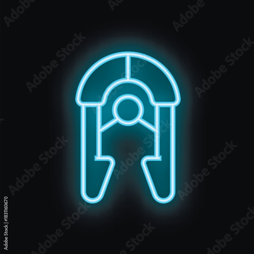 Blue neon sign representing a thrilling skydiving experience, featuring a parachute with a skydiver silhouette