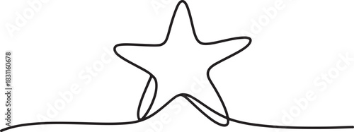 One line Drawing or illustration of a star, Hand drawn stars continuous one line icon. Star single line vector illustration in doodle style. one line Icon drawing