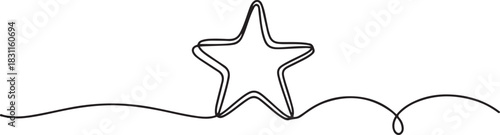 One line Drawing or illustration of a star, Hand drawn stars continuous one line icon. Star single line vector illustration in doodle style. one line Icon drawing