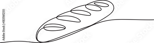 One continuous line drawing of long loaf bread. Simple black line sketch of French baguette, bread one line drawing, one line bread bun. one line Icon drawing