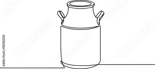 Continuous one line drawing of an vintage milk can, Continuous one line drawing of an vintage milk can. one line Icon drawing