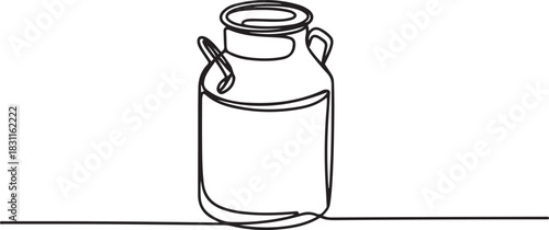 Continuous one line drawing of an vintage milk can, Continuous one line drawing of an vintage milk can. one line Icon drawing