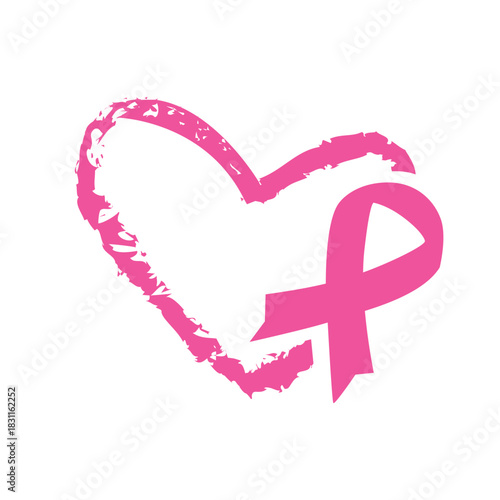 Pink Ribbon Heart Support Awareness Love for the Cure