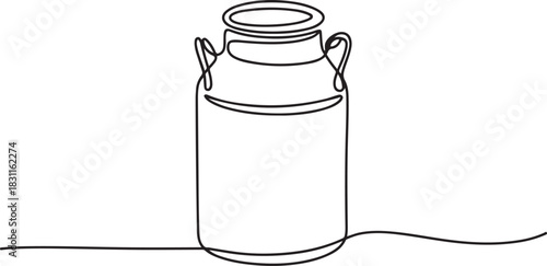 Continuous one line drawing of an vintage milk can, Continuous one line drawing of an vintage milk can. one line Icon drawing