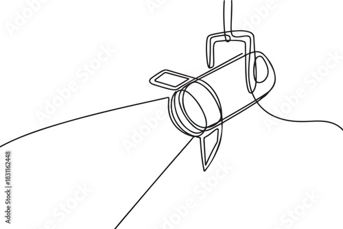 Line continuous drawing vector Searchlight icon. One line Theater spotlight icon. one line Icon drawing