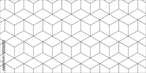 White hexagon cubic modeling cubes Illustration decoration seamless white material pattern square design.	