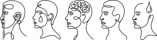 Human Head Continuous Line Drawing Vector Illustration