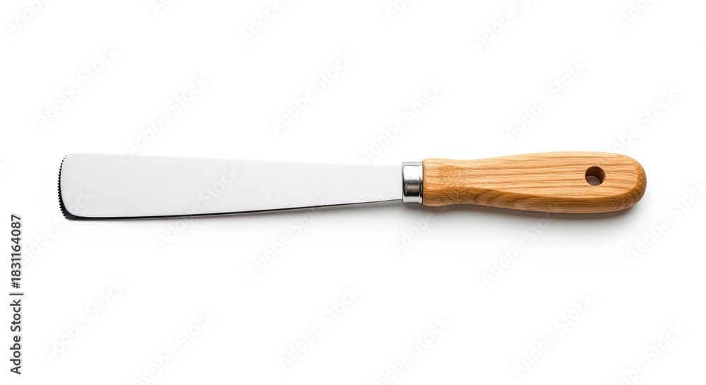 Fototapeta premium Wood-handled butter knife on a white background