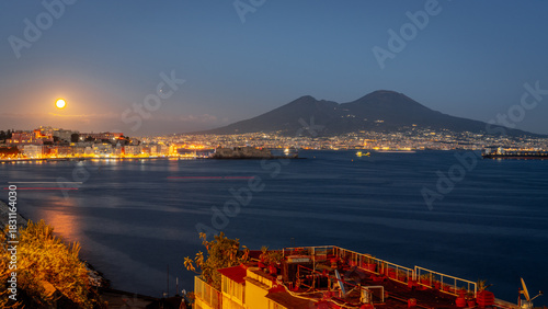 Fototapeta Naklejka Na Ścianę i Meble -  Cityscape of Napoli during Sunset, Golden Hour.