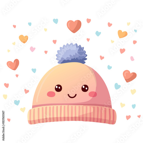 Kawaii Knitted Winter Hat with Pom Pom