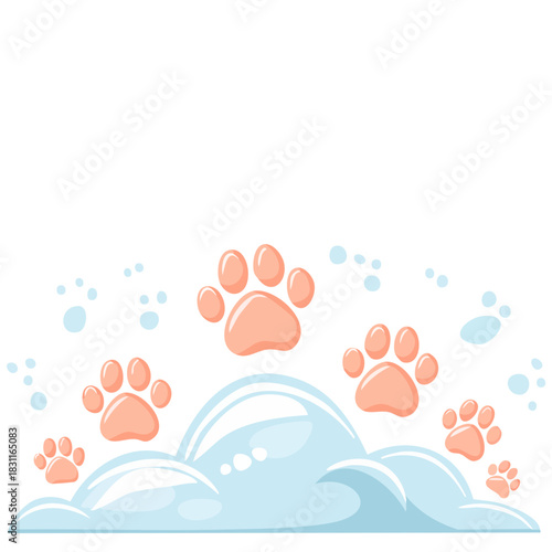 Snowy Snowdrift with Paw Prints
