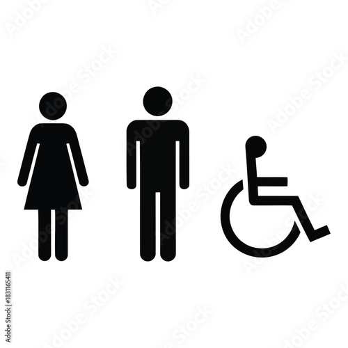 Restroom signs for men women and disabled people