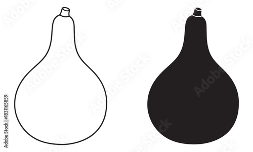 Gourd Water Vessel Icon in outline and filled. Native American Heritage Vector