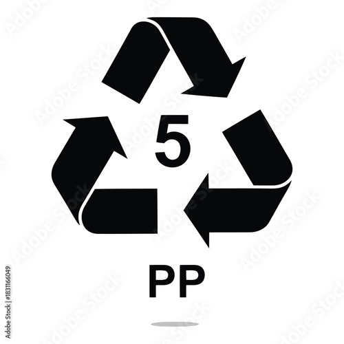 Recycling symbol for plastic number 5 polypropylene pp