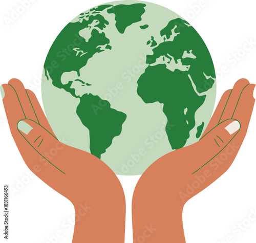 Hands holding earth globe world environment day save planet ecology concept