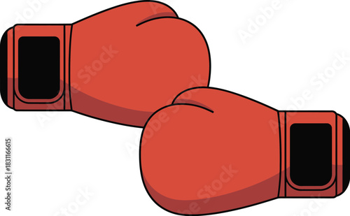 Red boxing gloves illustration training equipment sport fight knockout punch