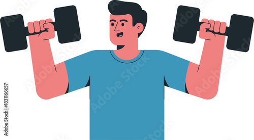 Man lifting weights exercise fitness workout training strength dumbbells sport