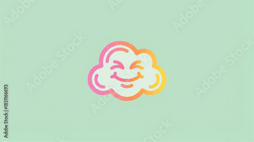 Happy Cloud Character with Gradient Colors and Winking Eye.