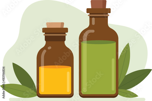 Essential oils bottles aromatherapy wellness beauty health natural remedies