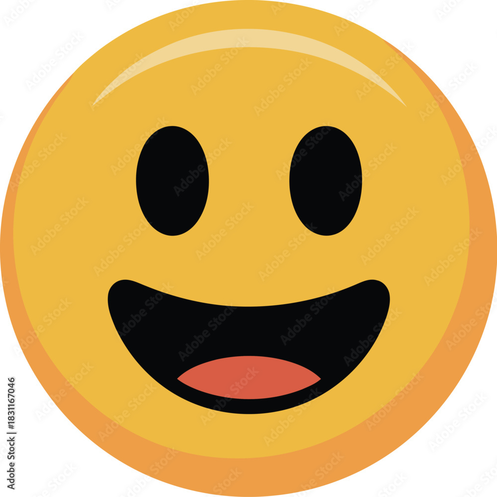 Fototapeta premium Happy emoji face icon vector illustration download smiling expression image