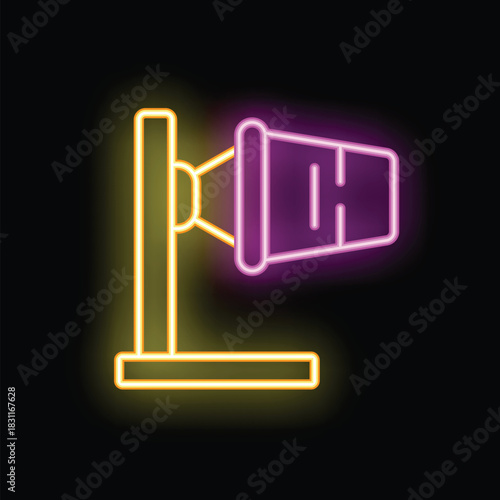 Neon windsock is indicating wind direction for pilots and air traffic controllers