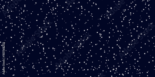 Night starry sky.  Starlight background vector illustration.Background light bokeh texture.Defocused particles.Wallpaper stars for cosmic space design, wintery decoration.
