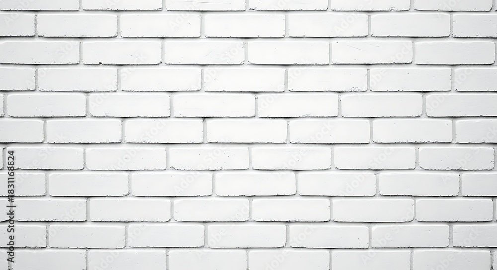 Naklejka premium A Clean White Brick Wall With Subtle Texture And Even Lighting Providing A Bright And Modern Background For Various Design Needs.