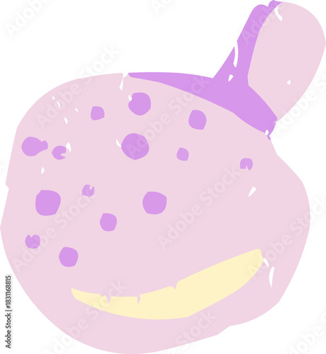 Textured Doodle Isolated Single Champignon Mushroom