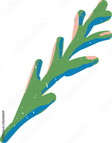 Textured Doodle Isolated Fresh Green Arugula Leaves