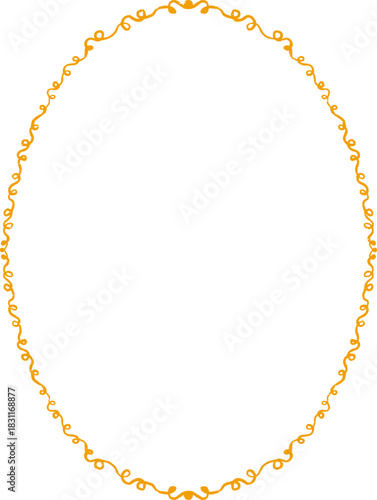 Simple Textured Doodle Isolated Oval Outline Frame